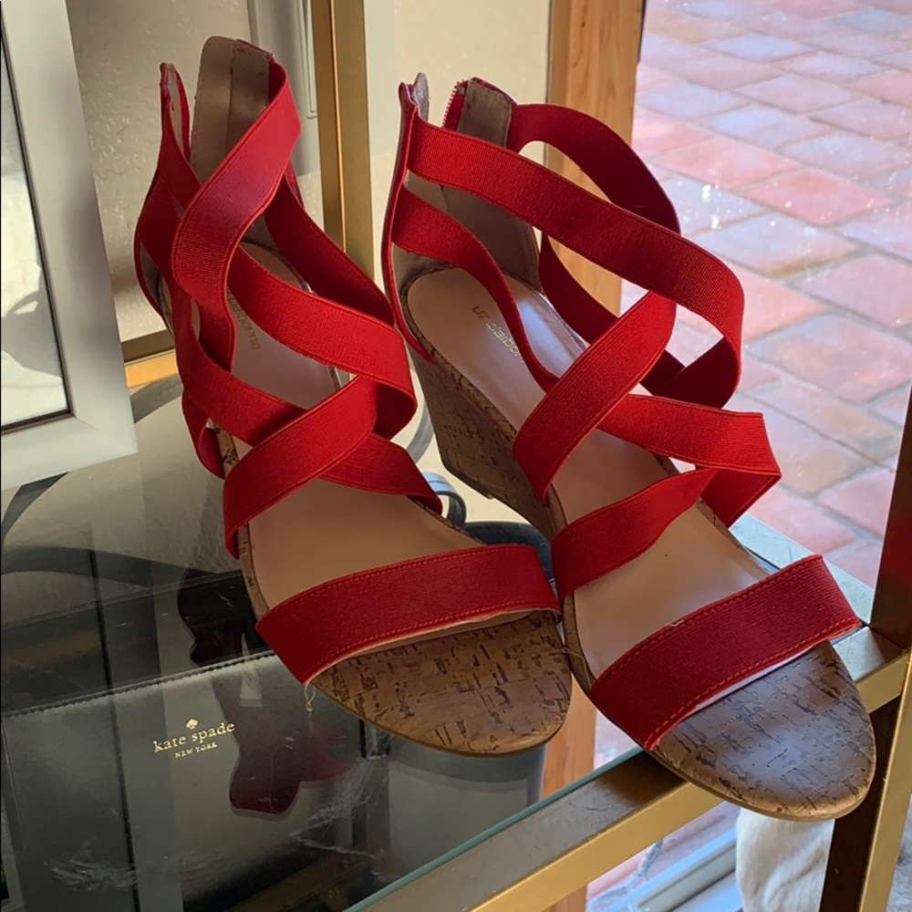 Liz Claiborne Red Cork Wedges